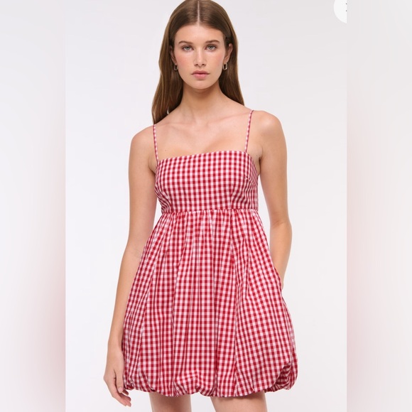 Abercrombie & Fitch Dresses & Skirts - Abercrombie & Fitch Emerson Poplin Mini Dress Red Gingham Smocked Sz L
